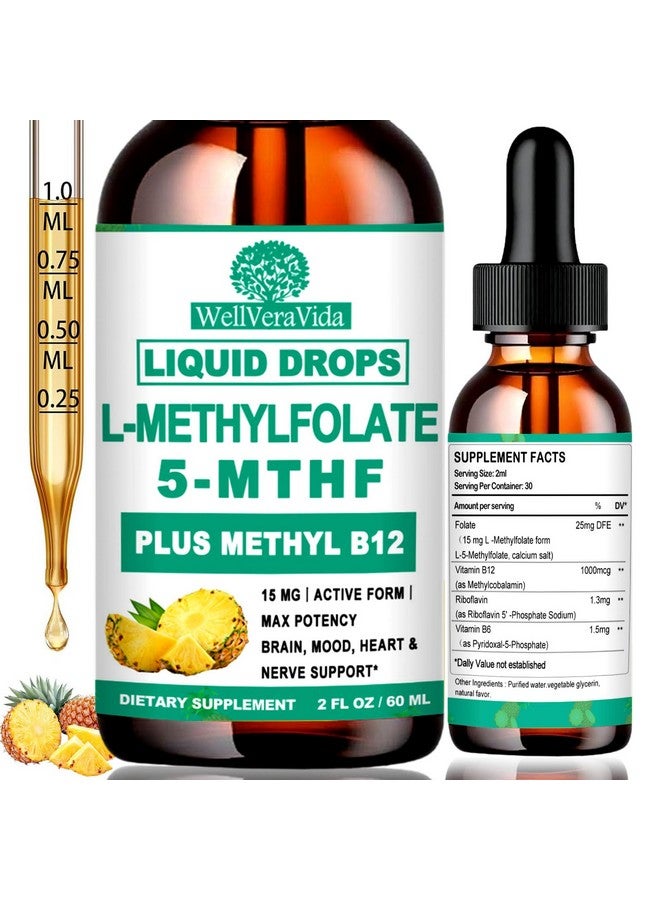 Generic Methylfolate Supplement for Adult & Kids, L Methyl Folate 15mg Plus Methyl B12 B6 B2 Multivitamin, Metabolically Active 5-MTHF Form for Mood Homocysteine Methylation Cognition Energy Nerve Health*  - Image 1