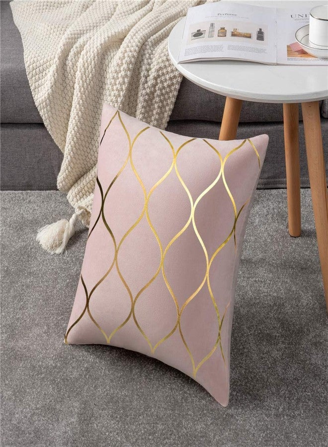 DEZENE Gold Velvet Throw Pillow Covers: 2 Pack 20x20 Inch Square Decorative Pillow Cases for Bedroom Sofa Couch Living Room, Pink - Image 4