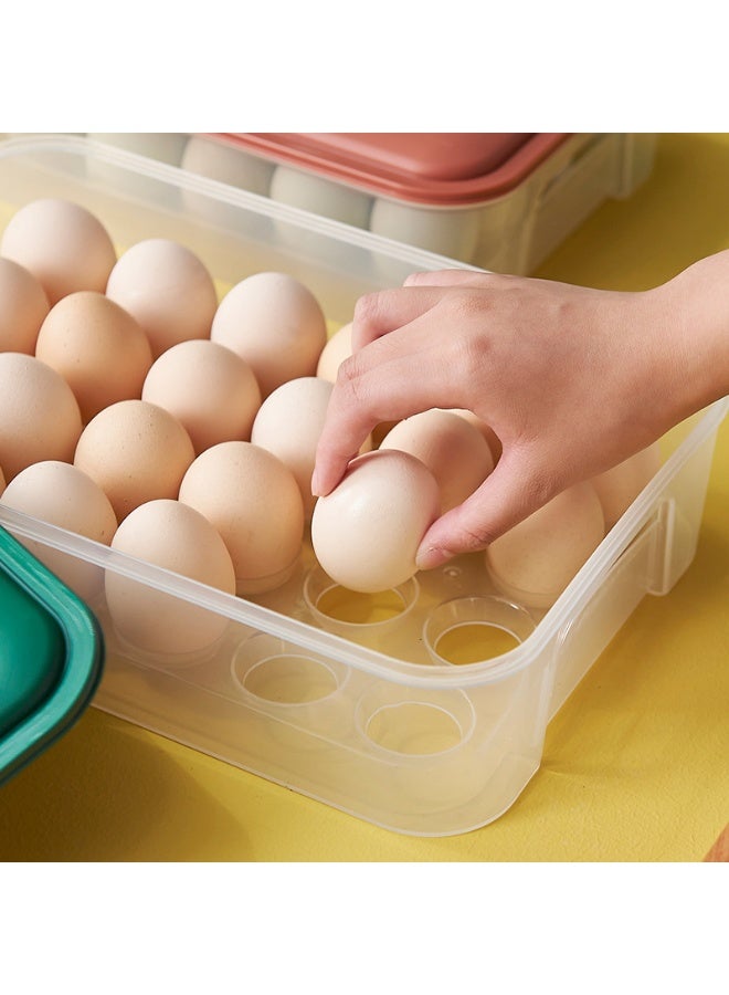 Portable Plastic Egg Container for Refrigerator, Stackable 24-Cycle Egg Storage Box  - Image 2