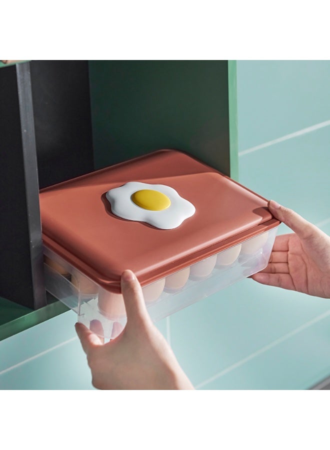 Portable Plastic Egg Container for Refrigerator, Stackable 24-Cycle Egg Storage Box  - Image 3