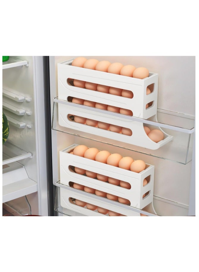4-Layer Egg Storage Rack, Auto Rolling Fridge Egg Organizer, 30 Eggs Auto Rolling Egg Dispenser, Space-Saving Egg Holder Rack for Refrigerator Kitchen Cabinet (Grey)  - Image 4