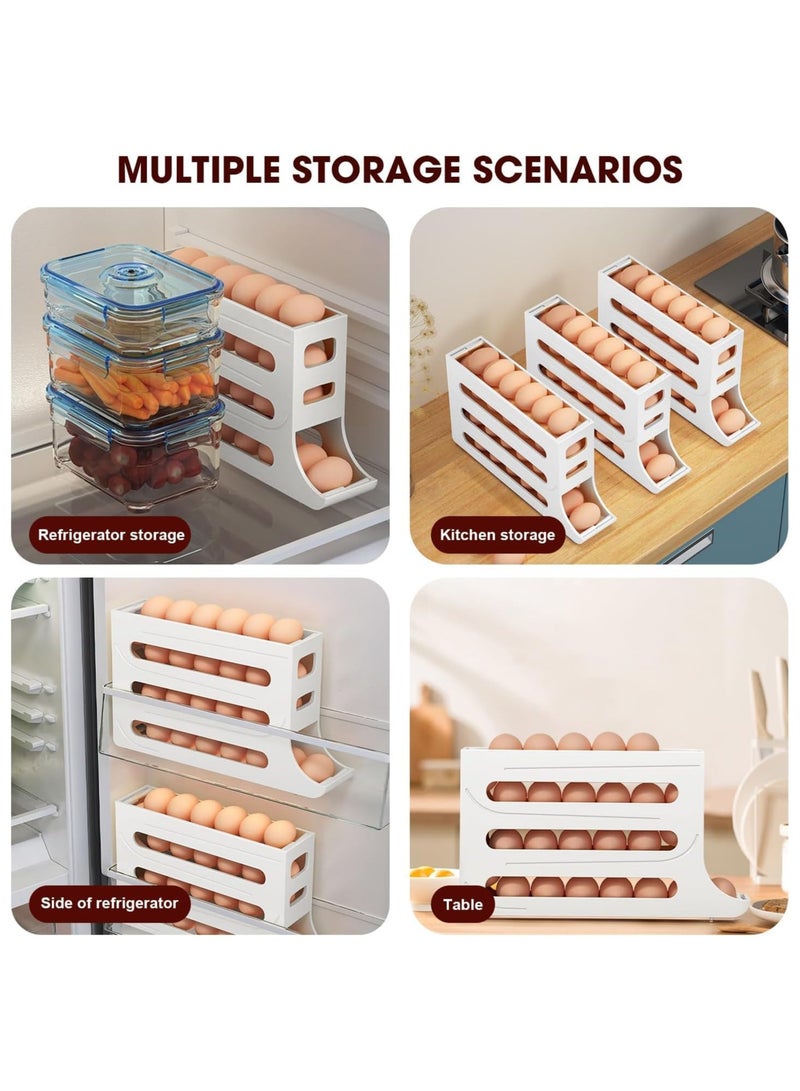 4-Layer Egg Storage Rack, Auto Rolling Fridge Egg Organizer, 30 Eggs Auto Rolling Egg Dispenser, Space-Saving Egg Holder Rack for Refrigerator Kitchen Cabinet (Grey)  - Image 3