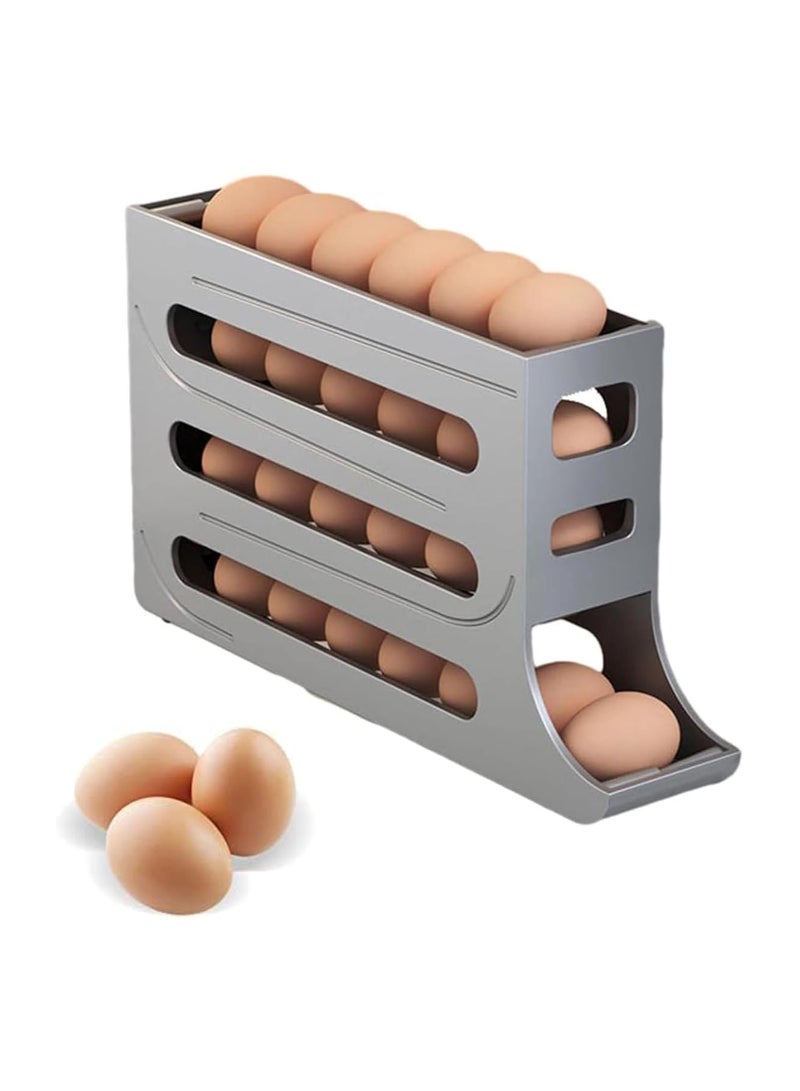 4-Layer Egg Storage Rack, Auto Rolling Fridge Egg Organizer, 30 Eggs Auto Rolling Egg Dispenser, Space-Saving Egg Holder Rack for Refrigerator Kitchen Cabinet (Grey)  - Image 1