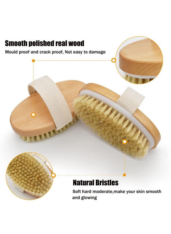 MODENGKONGJIAN Dry Brushing Body Brush 2 Pcs Natural Bristle Dry Skin Exfoliating Brush Body Scrub To Removes Cellulite & Dead Skin Improves Lymphatic Functions Stimulates Blood Circulation Tightens Skin - Image 4