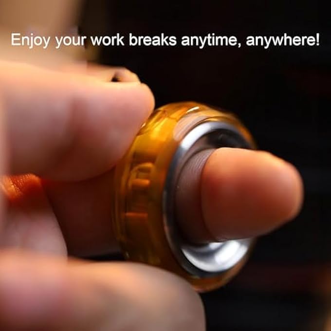 Sunisfa Fingertip Toy, Fingertip Anxiety Ring Handheld Fingertip Toy, Stress Relief, Premium Material, PEI Stainless Steel, Amber Color, Great for Office, Travel, Home, or Gifts - Image 5