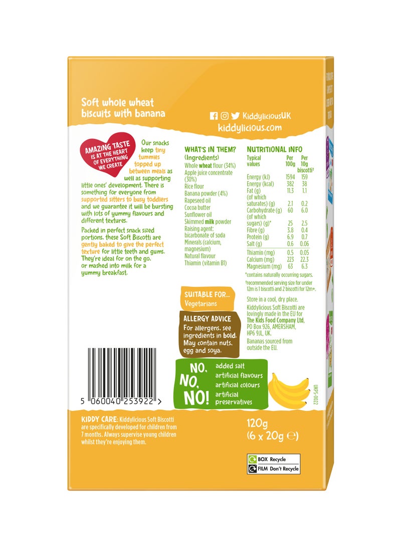 Kiddylicious Yummy Baked Banana Soft Biscotti For Kids 6 x 20g - Image 2