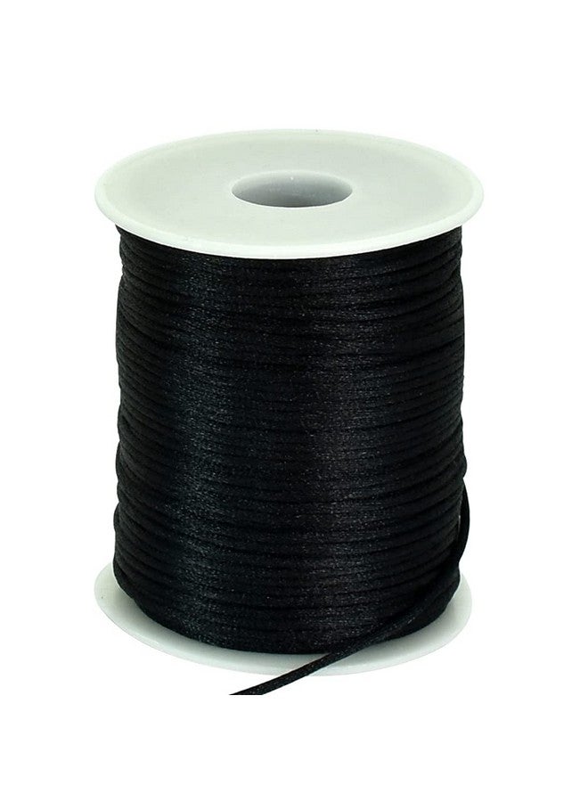 TONIFUL 2Mm X 110 Yards Black Nylon Cord Satin String For Bracelet Jewelry Making Rattail Macrame Waxed Trim Cord Necklace Bulk Beading Thread Kumihimo Chinese Knot Craft - Image 1