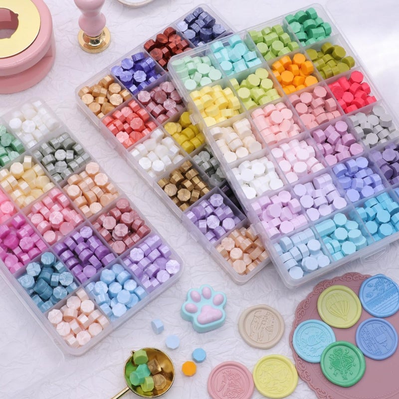Atopbb 600 Pcs Assorted Color Sealing Wax Beads Bulk - 24 Colors Wax Seal Pellets Kit for Stamp Seals, Wedding Invitations, Envelope Sealing, DIY Crafts - Multicolor Pellets for Gift Ideas (B, 24) - Image 5