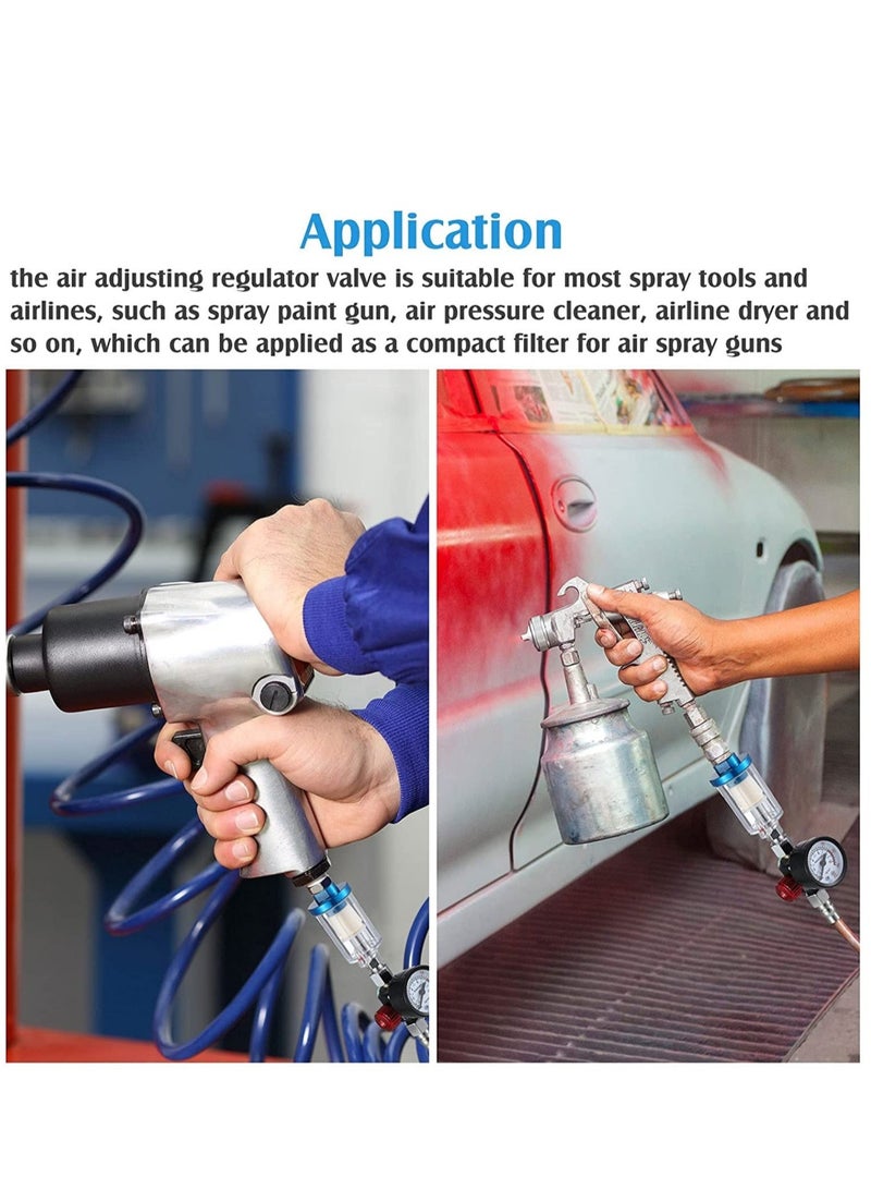 كابتن تيك Spray Gun Painting Sprayer Oil Water Separator 1/4 Inch Pressure Gauge and Water Trap Filter Pressure Regulator Air Compressor Regulator for Air Spray Paint Gun Air Pressure Cleaner - Image 5