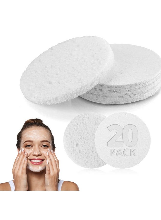 FINTOZER Natural Facial Cleansing Sponges 20 Count Compressed Facial Sponges Cellulose Reusable Soft Cosmetic Esponjas Para Faciales For Professional Makeup Removal Facials Spa Exfoliator Skin Massage - Image 1