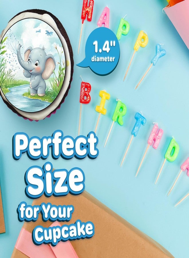 NATURAL BEHAVIOUR 30 x Edible Cupcake Toppers – Elephant Animal Themed Collection of Edible Cake Decorations | Uncut Edible on Wafer Sheet - Image 4