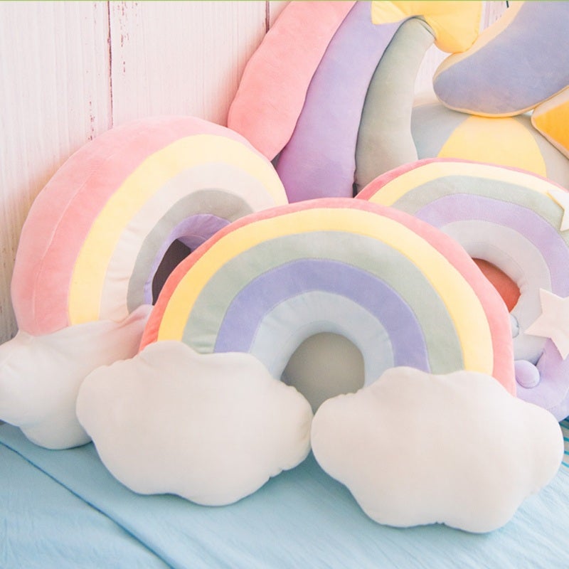 Rainbow Pillow 45cm Soft Plush Texture - Easy Clean Durable Design Plush Pillow for Child's Room, Travel, Kids Birthday Parties - Image 3
