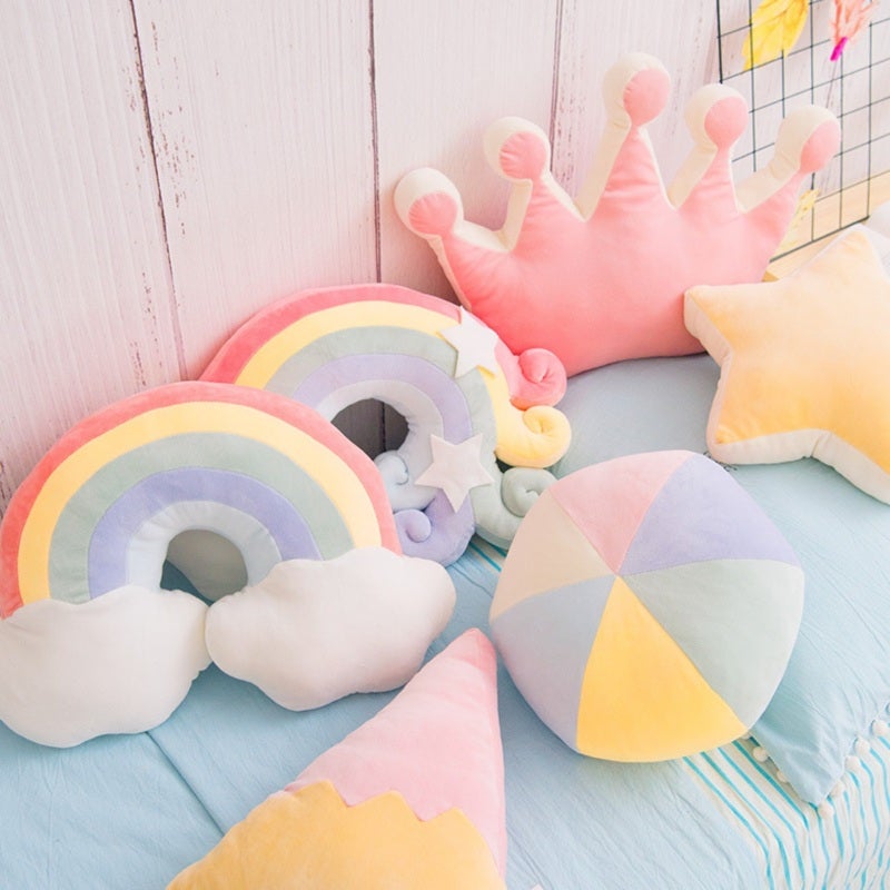 Rainbow Pillow 45cm Soft Plush Texture - Easy Clean Durable Design Plush Pillow for Child's Room, Travel, Kids Birthday Parties - Image 2