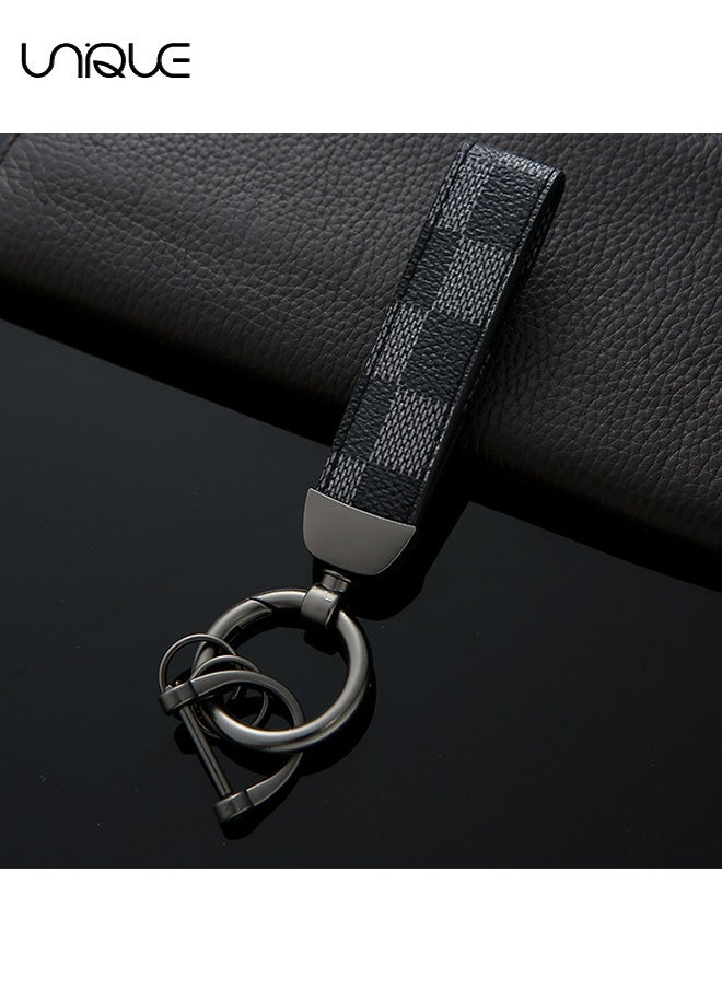 Car PU Leather Metal Keychain - Plaid Leather Zinc Alloy Ring 360° Rotating - Car Universal Wrist Band - Key School Bag Car Decoration Pendant - Black/Send a Screwdriver - pzsku/Z8BB87BF9A97D364241E2Z/45/_/1700206033/5ee82d96-c2d2-4961-a6d0-13e9376f1335