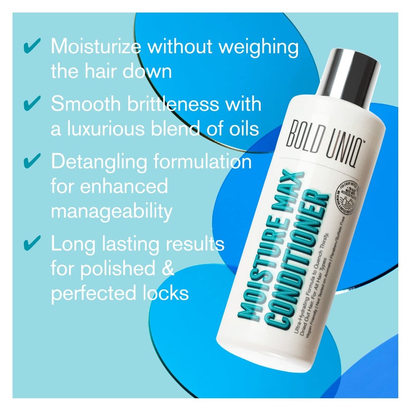 BOLD UNIQ Moisturizing & Hydrating Conditioner for Dry Hair & Scalp. Deeply Nourishes, Detangles & Repairs Damaged, Colored, Curly & Frizzy Hair. Peta-approved, Vegan & Cruelty-Free. Sulphate & Paraben Free. - Image 3