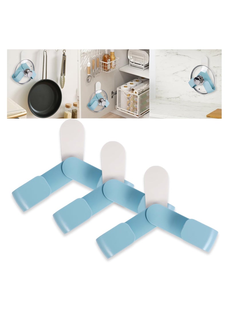 Bukela 3 Pack Pot Lid Organizer Inside Cabinet, No Drilling Adhesive Pot Lid Holder Storage for Under Cabinet Door Wall Mount, Adjustable Kitchen Cutting Board Pan Lid Organizers - Image 1