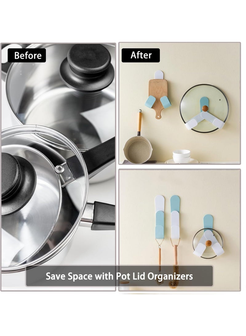 Bukela 3 Pack Pot Lid Organizer Inside Cabinet, No Drilling Adhesive Pot Lid Holder Storage for Under Cabinet Door Wall Mount, Adjustable Kitchen Cutting Board Pan Lid Organizers - Image 2