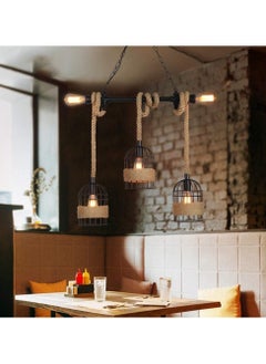 SP SUPER POWER Retro 5-Light Farmhouse Hemp Rope Chandelier Rustic Pendant Lighting Industrial Black Metal Hanging Lamp Vintage Ceiling Light Fixture for Living Room Dining Room Bedroom Kitchen Island  - Image 3