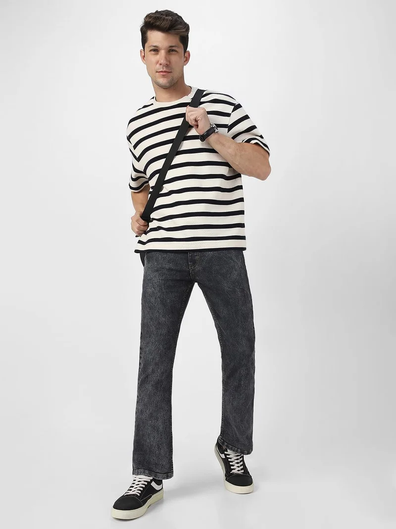 Urbano Fashion  Urbano Fashion Men's Dark Grey Washed Bootcut Jeans Stretchable  | Best Price UAE