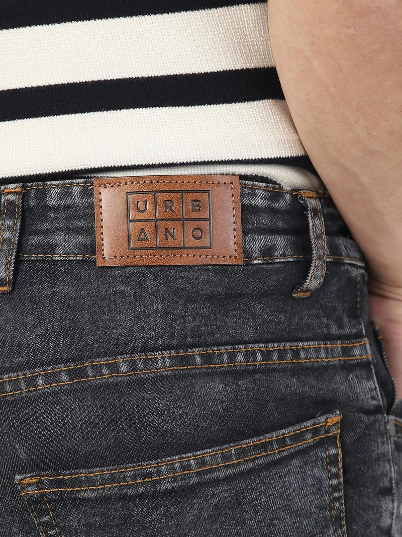 Urbano Fashion  Urbano Fashion Men's Dark Grey Washed Bootcut Jeans Stretchable  | Best Price UAE