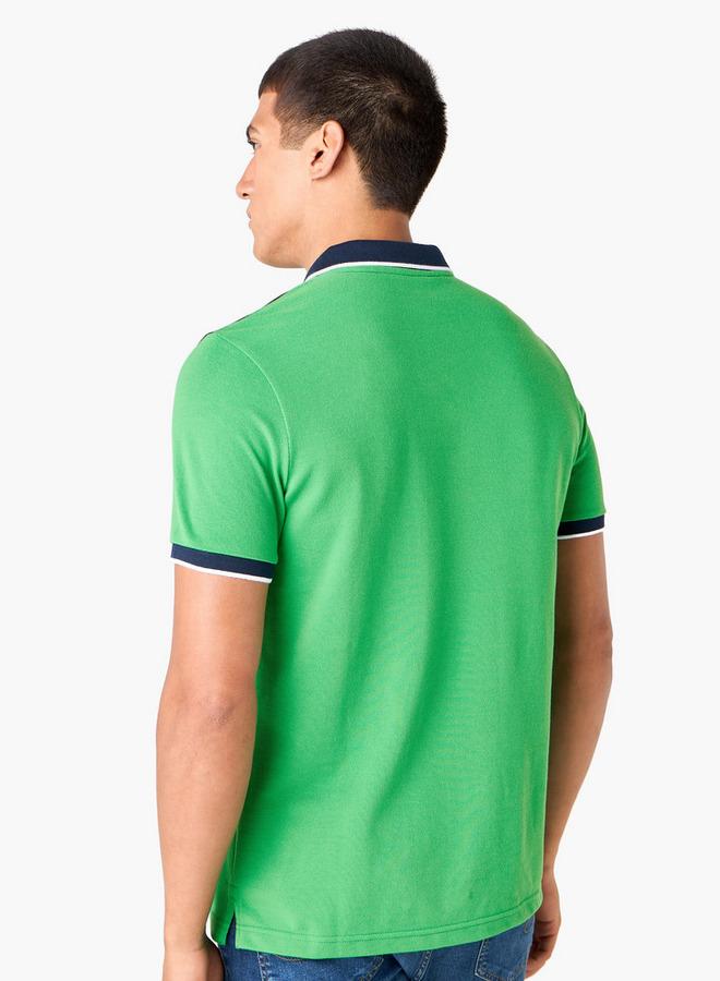 Splash FAV Colourblock Polo T-shirt with Embroidered Detail and Short Sleeves - Image 3