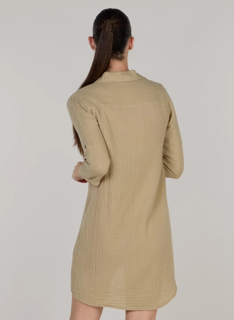 Just Nature Beige Soft Cotton Shirt Tunic for Women | Best Price UAE