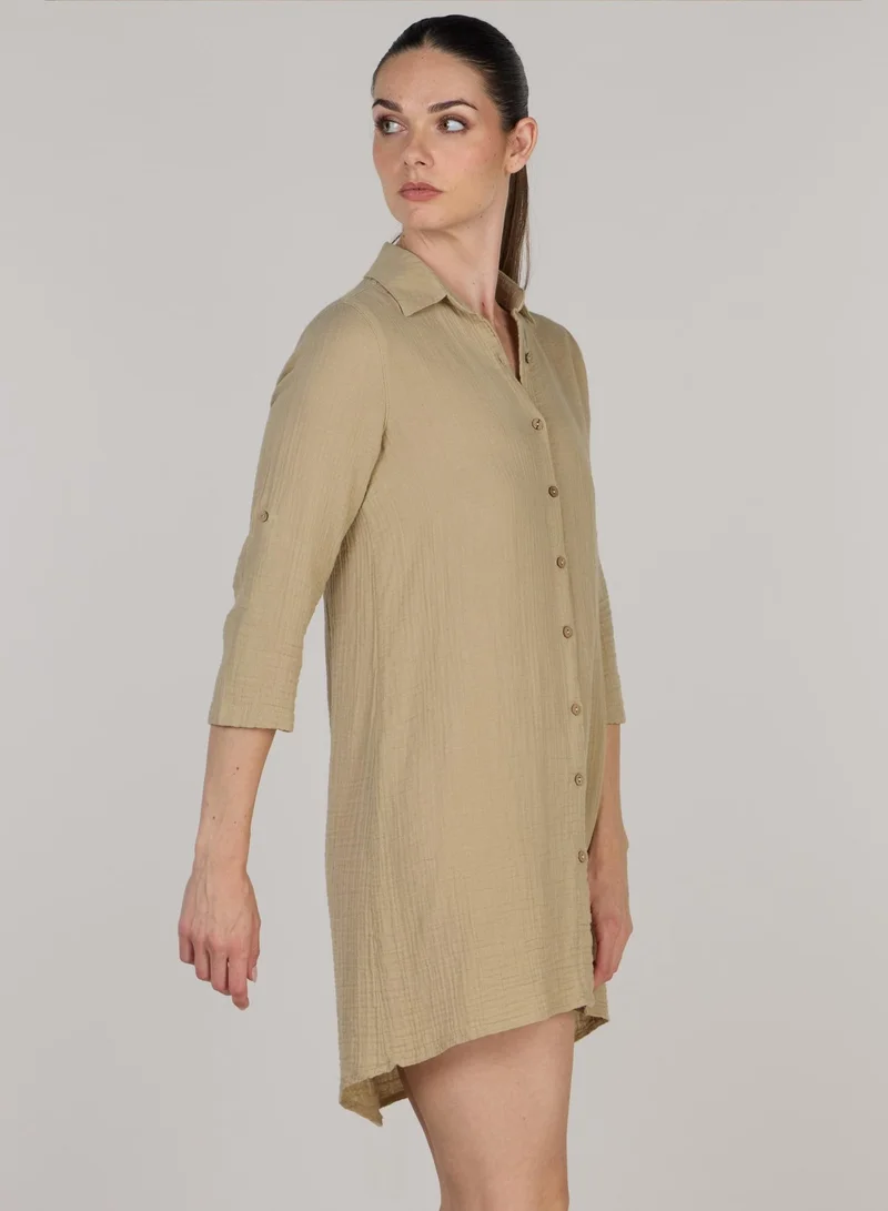 Just Nature Beige Soft Cotton Shirt Tunic for Women | Best Price UAE