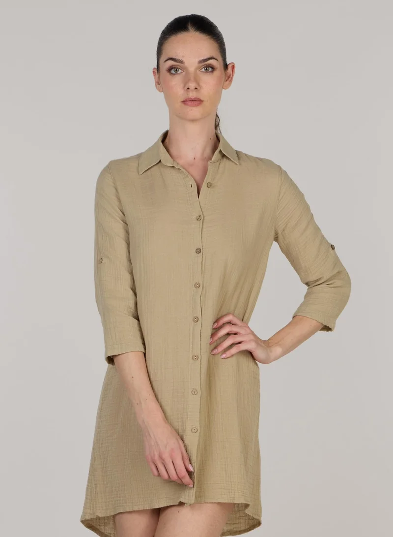 Just Nature Beige Soft Cotton Shirt Tunic for Women | Best Price UAE