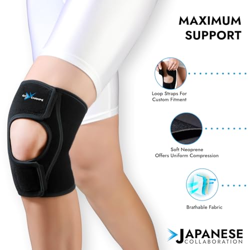 Gochamps Premium Neoprene Knee Support with Open Patella & Adjustable Strap, Anti-Slip Design for Running, Gym & Training, Japanese Collaboration, XL (48-52 cm, Pack Of 1) - Image 3