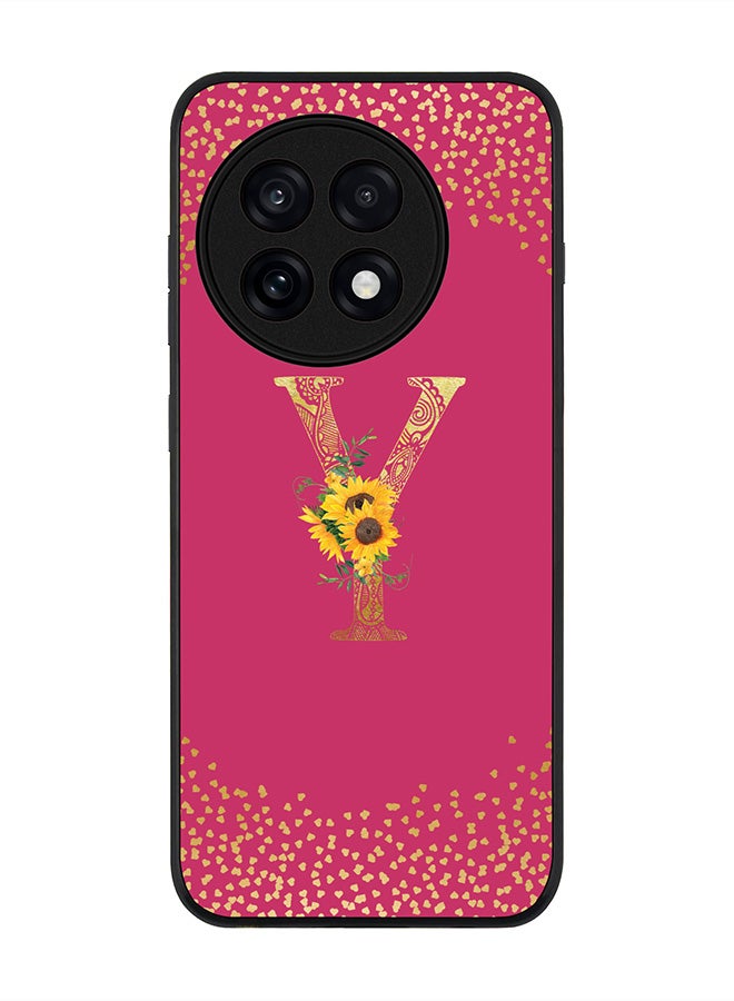 Stylizedd For OnePlus 13R / Ace 5 Pro Case,Slim fit Camera Protection, Shockproof Thin Phone cover  - Custom Floral Monogram - Y ( Deep Pink )
