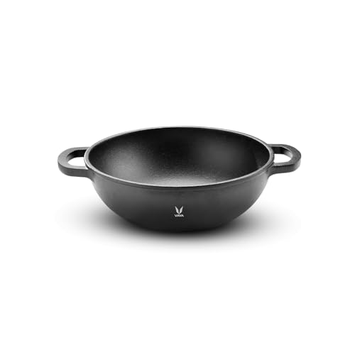 VAYA HauteChef Cast Iron Kadai, 24 cm, Pre-Seasoned & Naturally Non-Stick, 100% Pure & Toxin-Free, Deep Design for Frying & Curries, Induction Base, Rust-Resistant, Ergonomic Handles - Image 1