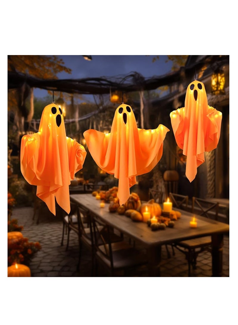 CityRiya-Long Halloween Lights, 2 Pack Battery Operated Hanging Ghost Face Scream Lights for Halloween Decoration, Scary Decorations Lights for Indoor Outdoor Halloween Party Supplies (Orange) - Image 3
