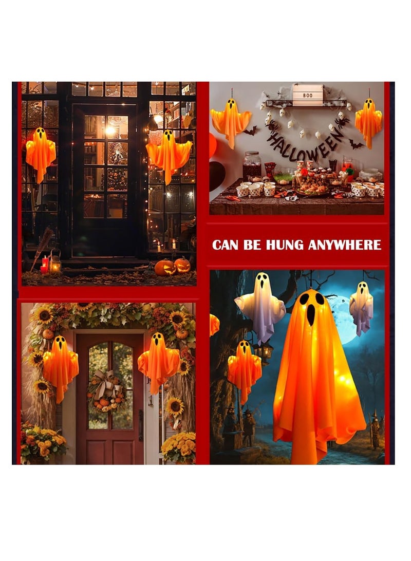 CityRiya-Long Halloween Lights, 2 Pack Battery Operated Hanging Ghost Face Scream Lights for Halloween Decoration, Scary Decorations Lights for Indoor Outdoor Halloween Party Supplies (Orange) - Image 4