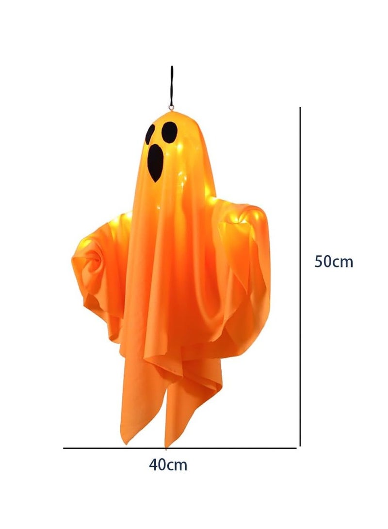 CityRiya-Long Halloween Lights, 2 Pack Battery Operated Hanging Ghost Face Scream Lights for Halloween Decoration, Scary Decorations Lights for Indoor Outdoor Halloween Party Supplies (Orange) - Image 2