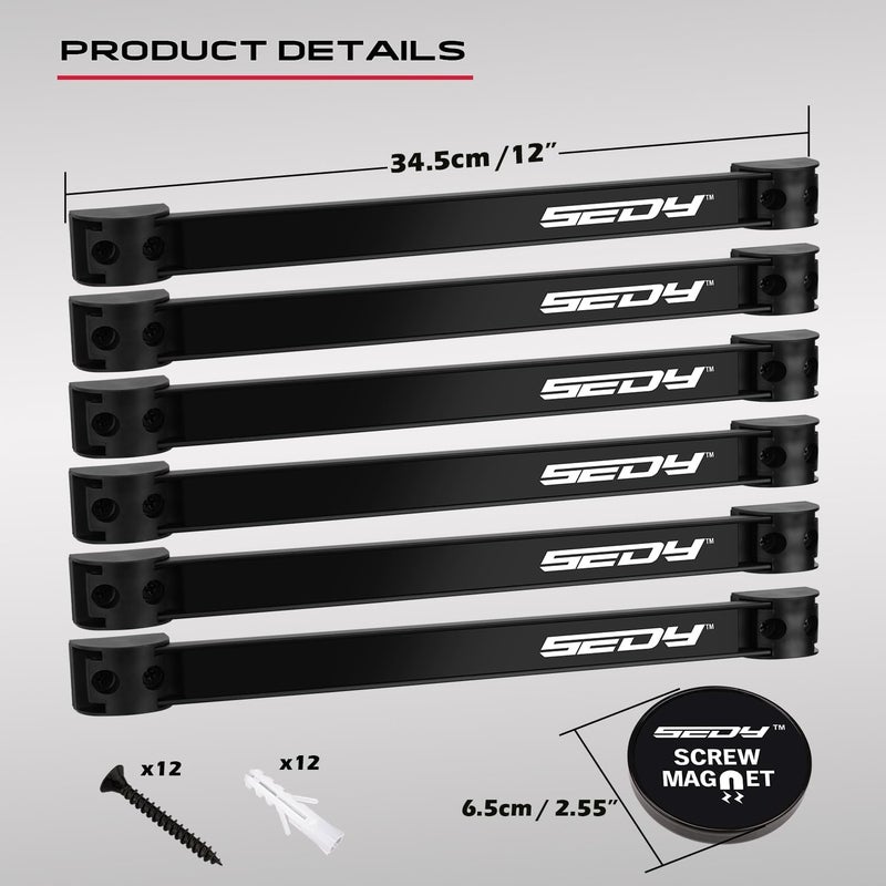 SEDY Individual & group usable Magnetic Tool Holder Storage Organizer: 7-Piece Garage Wall Mount Rack Organization Strip Power Magnet Organizers Mounted Workbench Board Slatwall Van Hanger Lightweight - Image 2