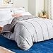 Linenspa Reversible Down Alternative Comforter and Duvet Insert for Full Size Bed  AllSeason Comforter with Box Stitch and 8 Duvet Loops  Bedding for Kids Teens and Adults  Stone  Charcoal - Image 2