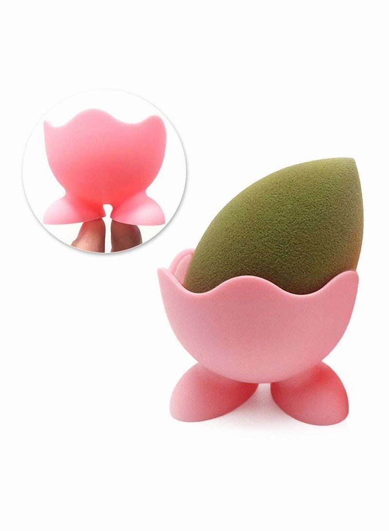 SYOSI 2 Pack Makeup Sponge Holder Pink Silicone Storage Case with Drying Beauty for Women Girl - Image 5