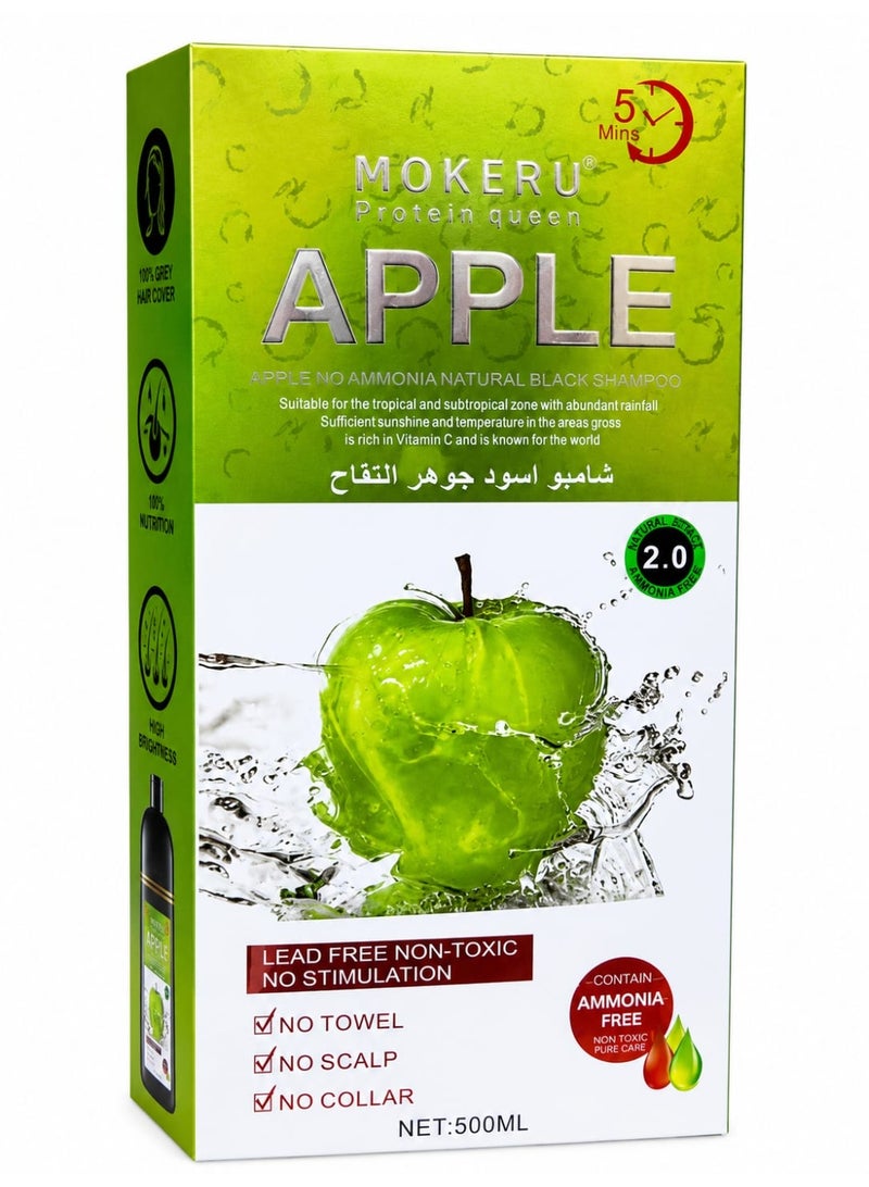 Mokeru Apple Herbal Extract Hair Color Dye Shampoo Black 500ml - Image 1