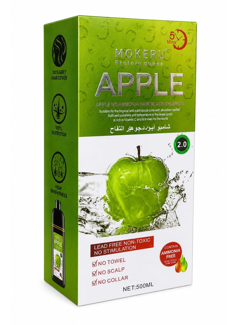 Mokeru Apple Herbal Extract Hair Color Dye Shampoo Black 500ml - Image 2
