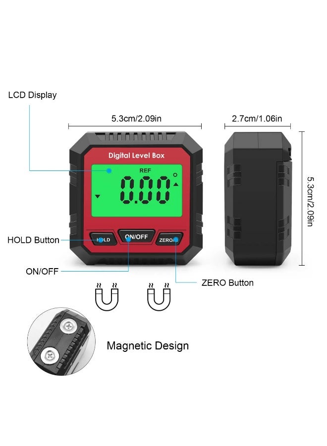 مقياس زوايا رقمي مغناطيسي بشاشة LCD، مقياس ميل إلكتروني صغير محمول، مسطرة زوايا رقمية للقياس الدقيق - Image 2