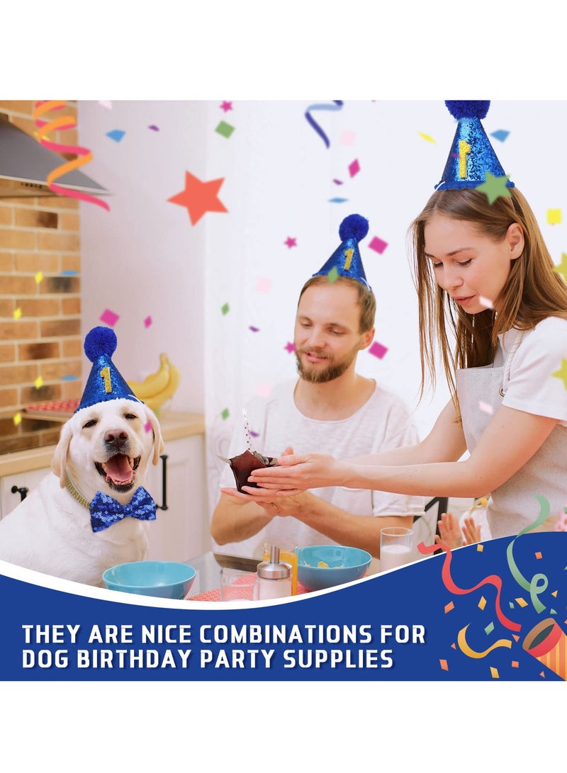 Pet Dog Birthday Party Supplies, Party Decorations Including Cake Inserts, Triangle Scarves, Clothes, Shirts, Cute Dog Birthday Hats, Bow Ties and Ties for Puppy Birthday Party Costumes (Blue)  - Image 3