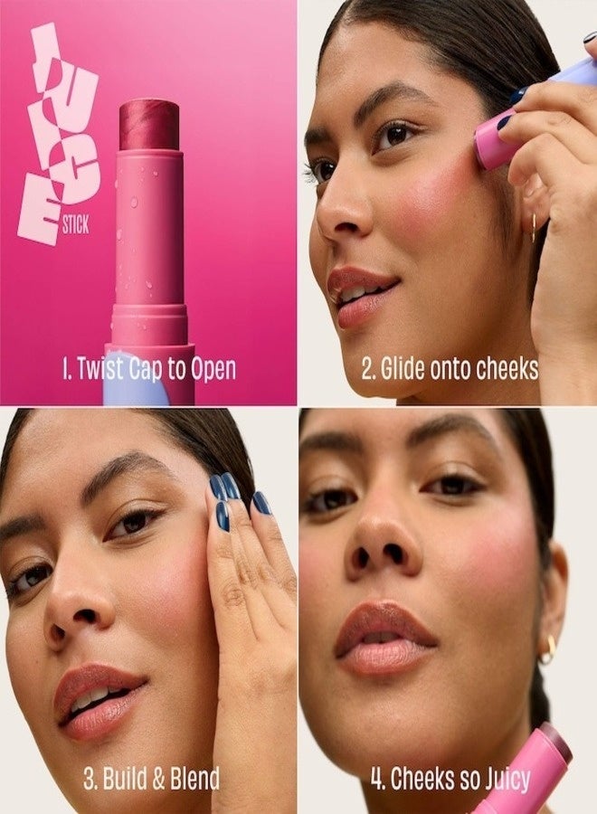 Benefit Juice Stick Dewy Gel Blush – Jam (Rich Berry) 0.28 oz / 8 g | Hydrating Sheer Gel Blush Stick with Dewy Finish, Lightweight Buildable Color - Image 4