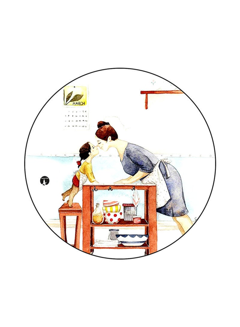 RKN A Mother And A Daughter Round Mouse Pad Multicolour