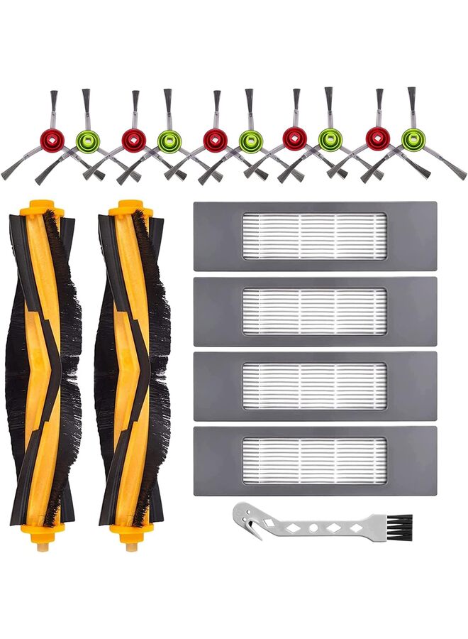 LAMAY 17 Pack Replacements Parts for Ecovacs Deebot Ozmo 920/950/T5/T8 T8MAX T8Power T8aivi T8+ T8/N8+/N8 Pro/ N8 Pro Plus Accessories, 2 Roller Brush, 10 Side Brush, 4 Filter, 1 Clean Brush - Image 1