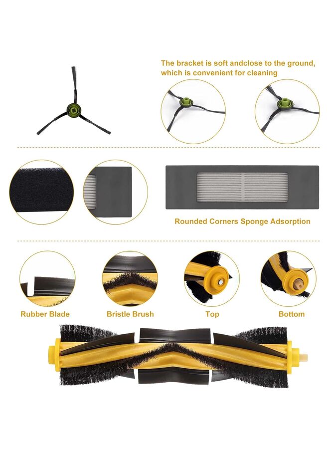 LAMAY 17 Pack Replacements Parts for Ecovacs Deebot Ozmo 920/950/T5/T8 T8MAX T8Power T8aivi T8+ T8/N8+/N8 Pro/ N8 Pro Plus Accessories, 2 Roller Brush, 10 Side Brush, 4 Filter, 1 Clean Brush - Image 2