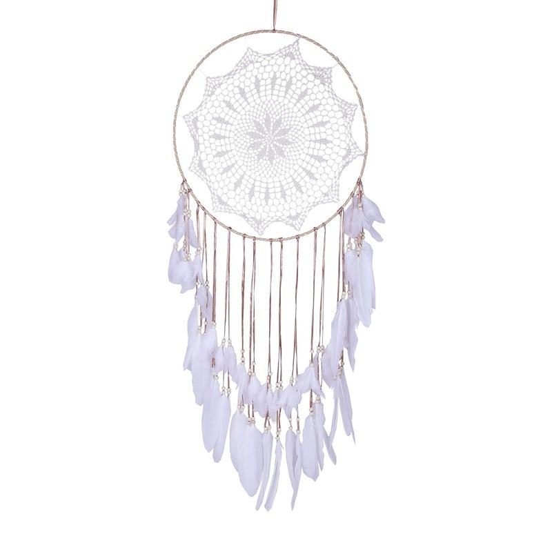 DigaNT Handmade Wall Hanging Dream Catcher Ideal for BedroomLiving Room and Home Wall Decoration White Large Size - Image 1