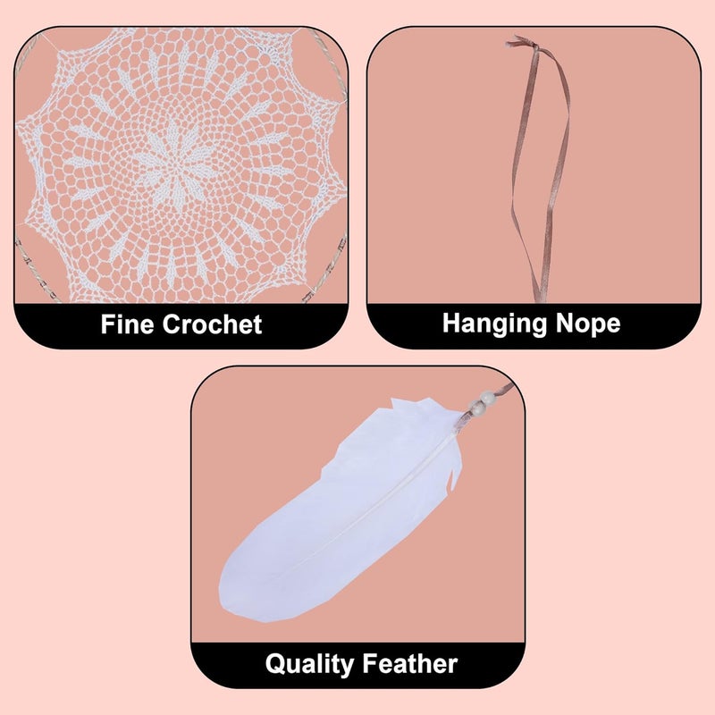 DigaNT Handmade Wall Hanging Dream Catcher Ideal for BedroomLiving Room and Home Wall Decoration White Large Size - Image 3