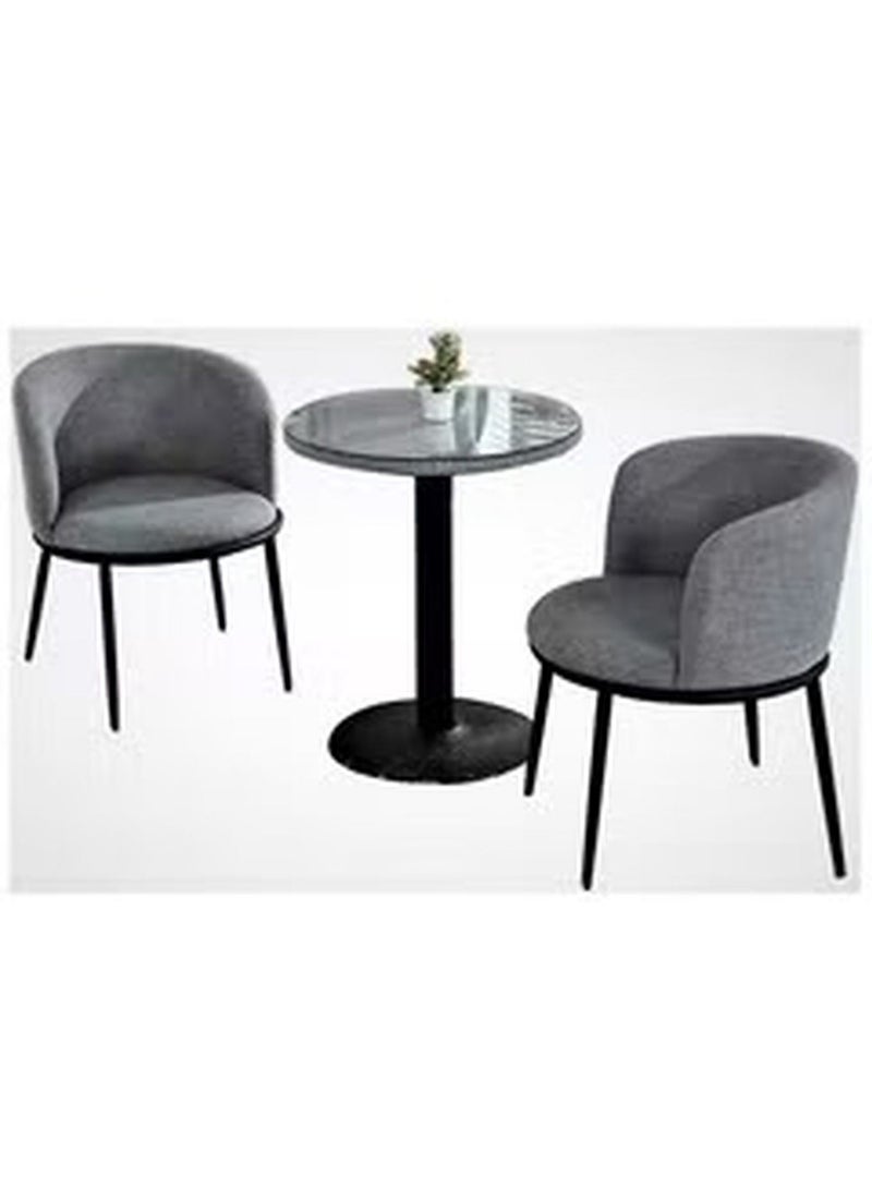 Generic Round Table With Two Chairs Grey  - Image 1