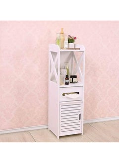 LINGWEI Small Bathroom Storage Corner Floor Cabinet with Doors and Shelves Thin Toilet Vanity Cabinet Narrow Bath Sink Organizer Towel Storage Shelf For Paper Holder White  - Image 2