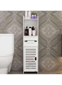 LINGWEI Small Bathroom Storage Corner Floor Cabinet with Doors and Shelves Thin Toilet Vanity Cabinet Narrow Bath Sink Organizer Towel Storage Shelf For Paper Holder White  - Image 3